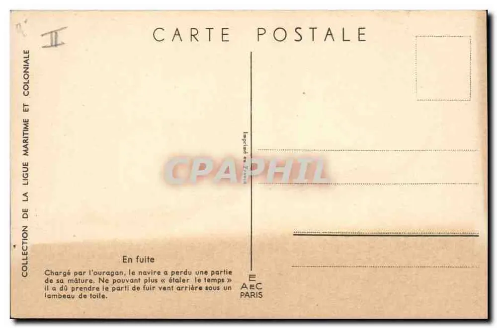 Schiff in Flucht — Hurrikan — Maritime- und Kolonialverein, Paris - Rückseite