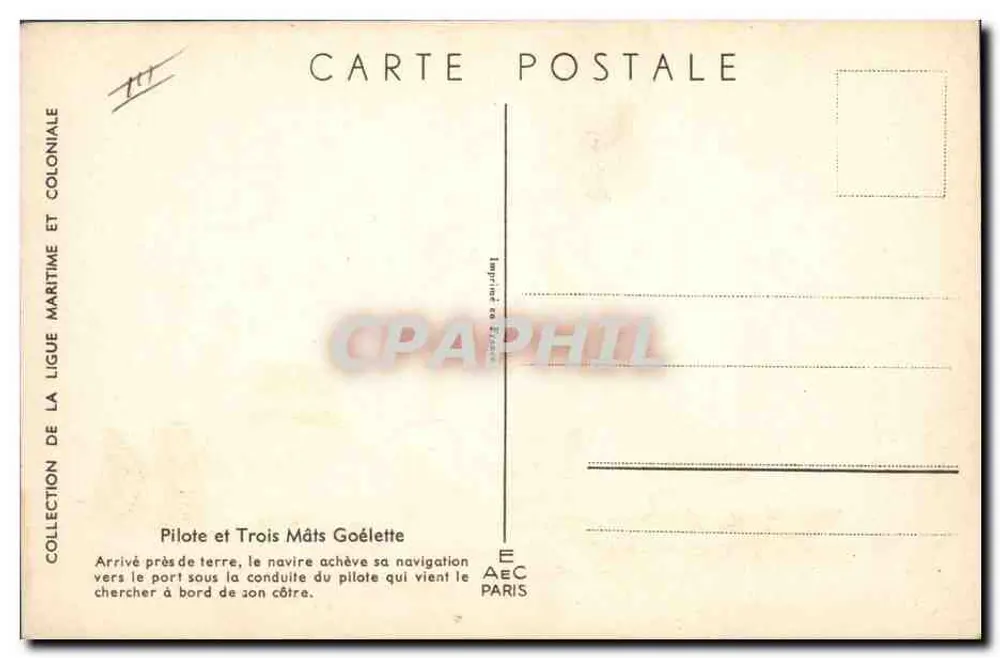 Matrose und Drei-Mast-Schoner — Sammlung der Seefahrt- und Kolonialgesellschaft — AEC Paris Druckerei - Rückseite