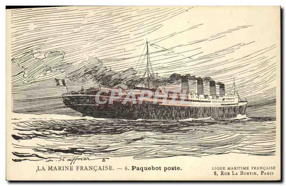 A Marinha Francesa — 6. Paquebote postal — Ligue Marítima Francesa - Frente
