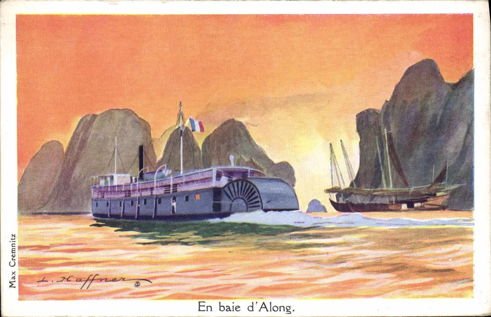 In der Bucht von Along — Dampfschiff mit Paddelrädern — L. Haffner - Vorderseite