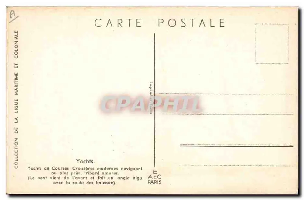 Yates de Cruzeiros Modernos — Coleção da Liga Marítima e Colonial — Impresso em Paris - Verso