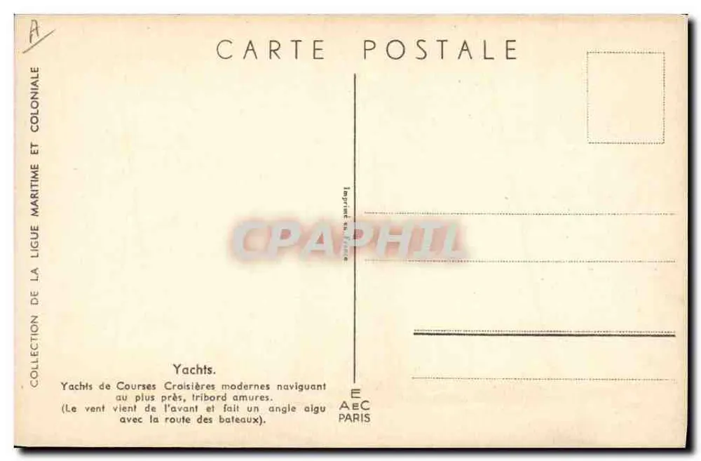 Yates de corridas e cruzeiros modernos — Coleção da Liga Marítima e Colonial — editor AEC Paris - Verso