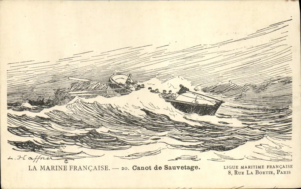 Französische Marine — Rettungsboot — Französische Maritime Liga, 8 Rue La Boétie, Paris - Vorderseite
