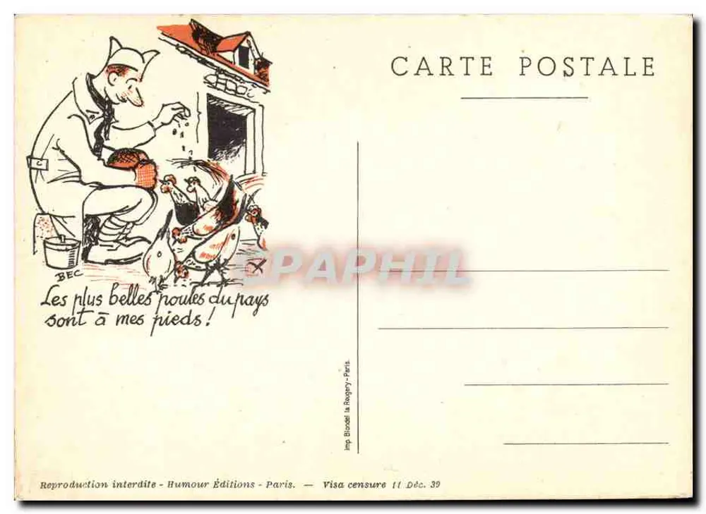 Hahn und Hühner — Humor-Editionen — Imp. Blondel à Bagneux - Paris - Vorderseite