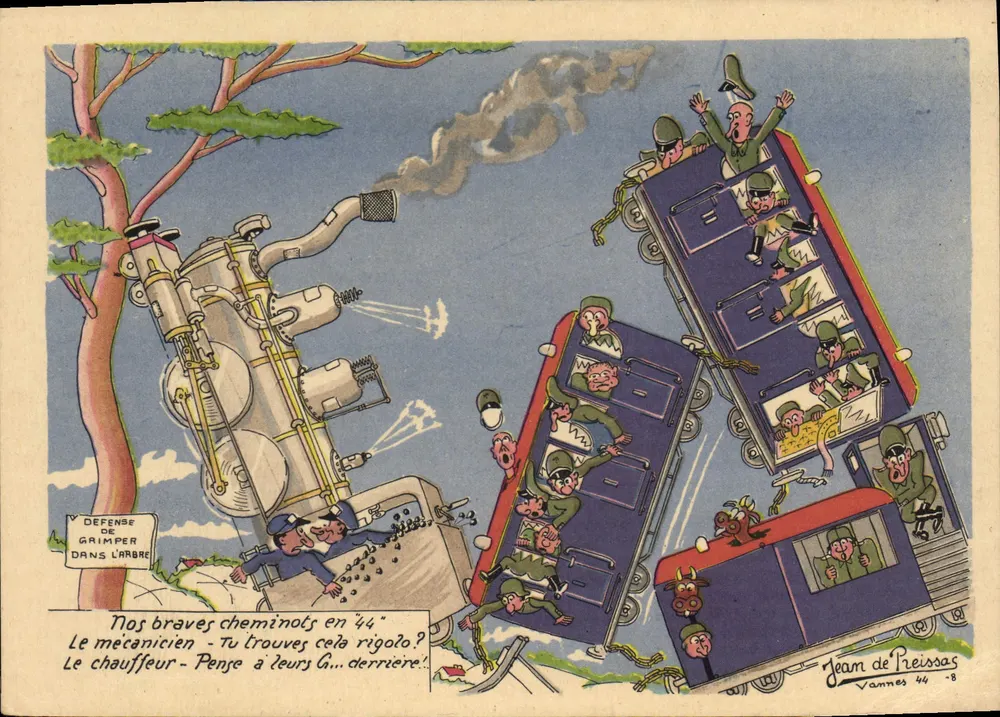 Défense de Grimper dans l'Arbre — caricature de train dérouté — Jean de Preissas, Vannes 44 -8 - Vorderseite