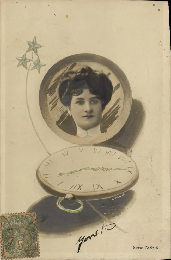 Retrato feminino em um relógio de bolso — H. Manuel, Série 238-6 - Frente