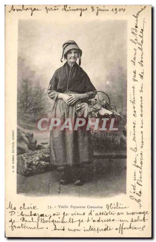 Oude Boerenvrouw uit Creuse — Ambazac bij Limoges — A. de Nussac, Uitgever, Chéret - Voorkant