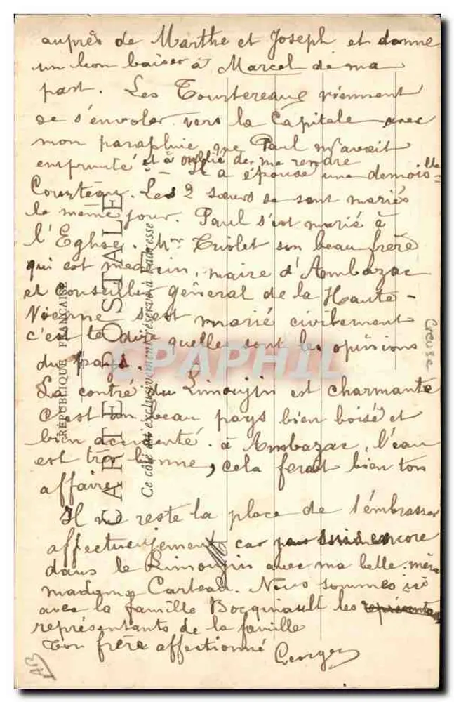 Oude Boerenvrouw uit Creuse — Ambazac bij Limoges — A. de Nussac, Uitgever, Chéret - Achterkant