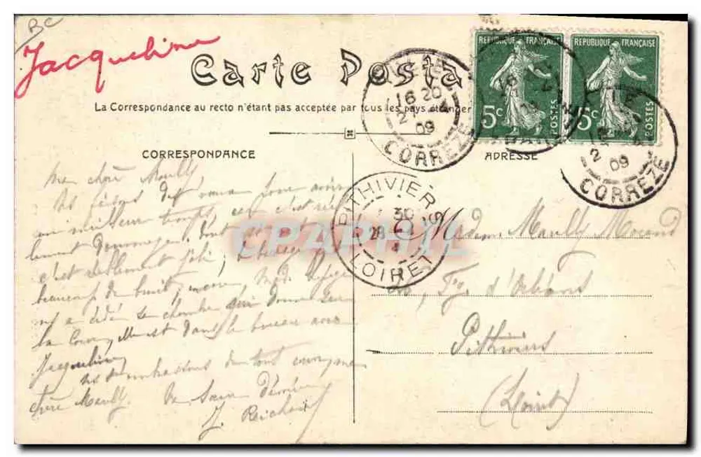 Gimel (Corrèze) — Uma Fiação — G. Villain - Verso