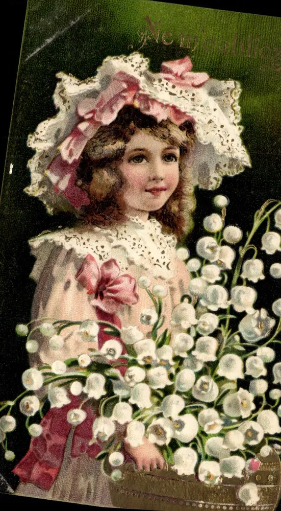 Mädchen mit Mohnblumen — Vergiss mich nicht — unbekannter Verleger - Vorderseite