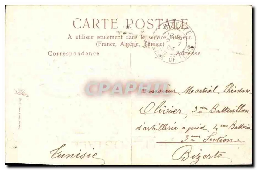 Marselha - Saint-Martial - 1904 — Boa Festa. Editor: K. F. Paris - Verso