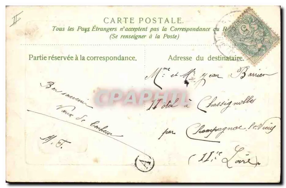 Flores e pássaros — Boa e feliz ano — Carta postal - Verso