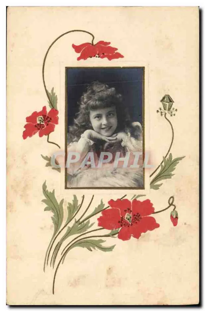 Smiling Girl — framed by red poppies — series S. 404 - Vorderseite