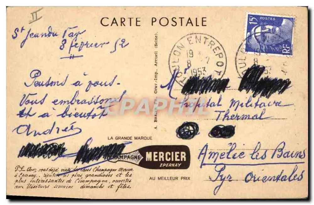 Champagne Mercier, Epernay — Großer Foudre mit 200.000 Flaschen — A. Barach, Gray-Impr. - Rückseite