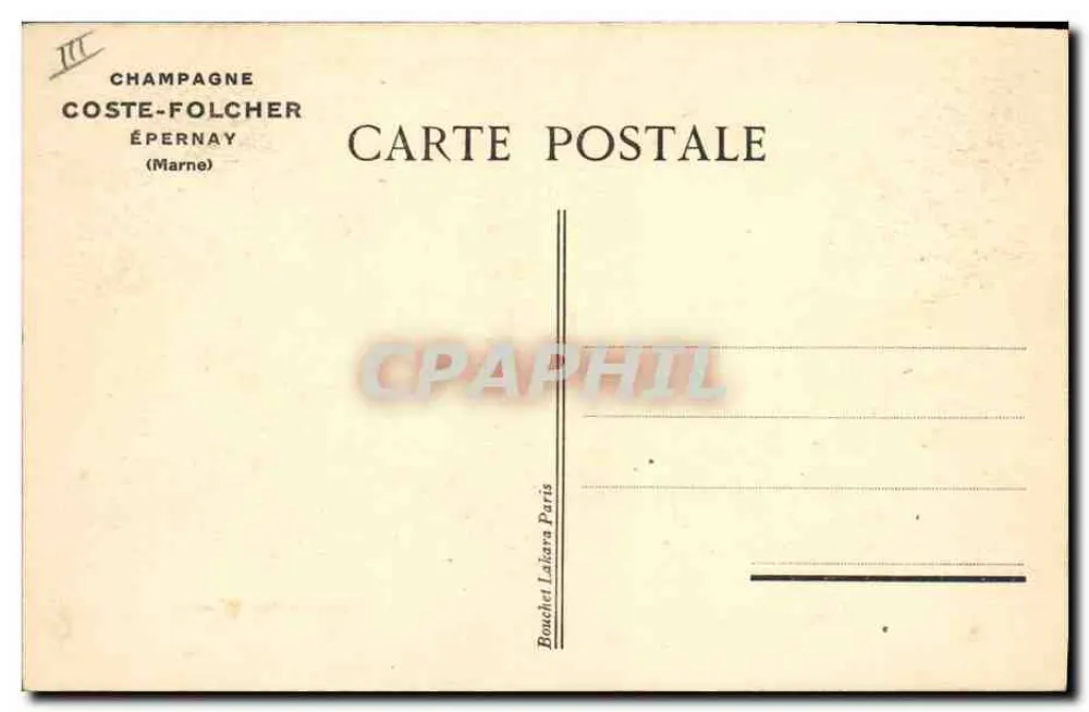 Champagne COSTE-FOLCHER Epernay — Keller für Verpackung und Versand — Verlag Bouchet Latisana Paris - Rückseite