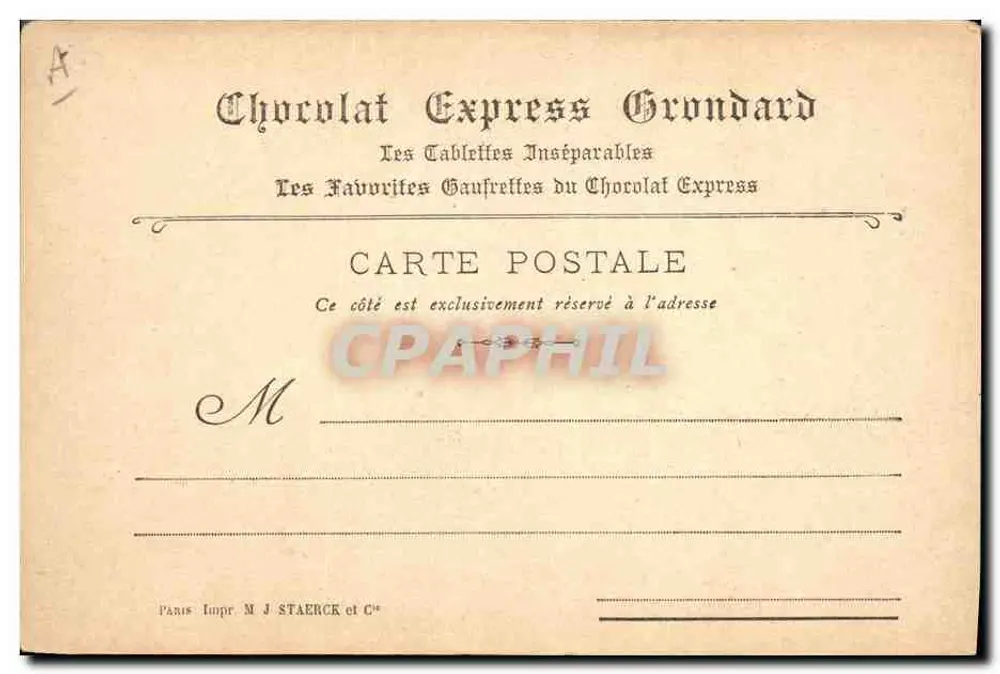 Exposition Economie Sociale — 1900 — Chocolat Express Grondard - Rückseite