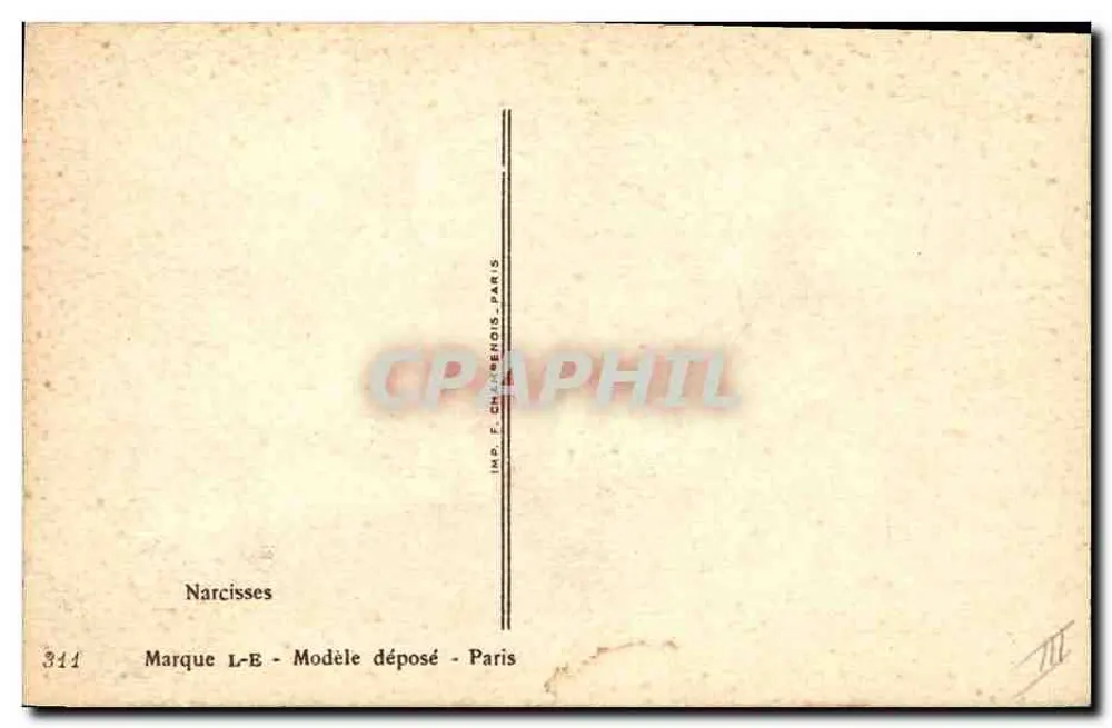 Narcisos — ilustração assinada por Althilf — Marca L-E, modelo depositado, Paris - Verso