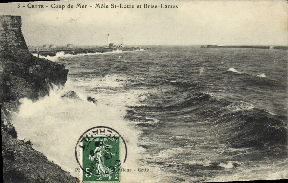 Cette - Coup de Mer - Môle St-Louis et Brise-Lames — éditeur imprimeur J.B. JUBUQUE FRANCE, n°3 - Vorderseite
