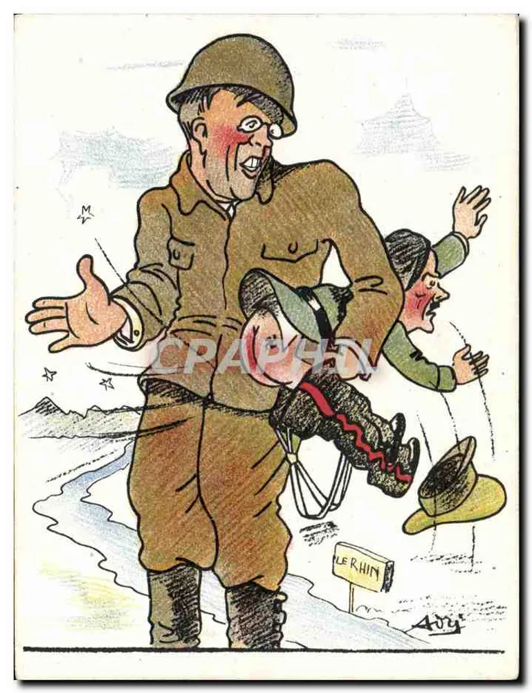 Deutscher Soldat und Mann des Rheins — Karikatur von Adry - Vorderseite