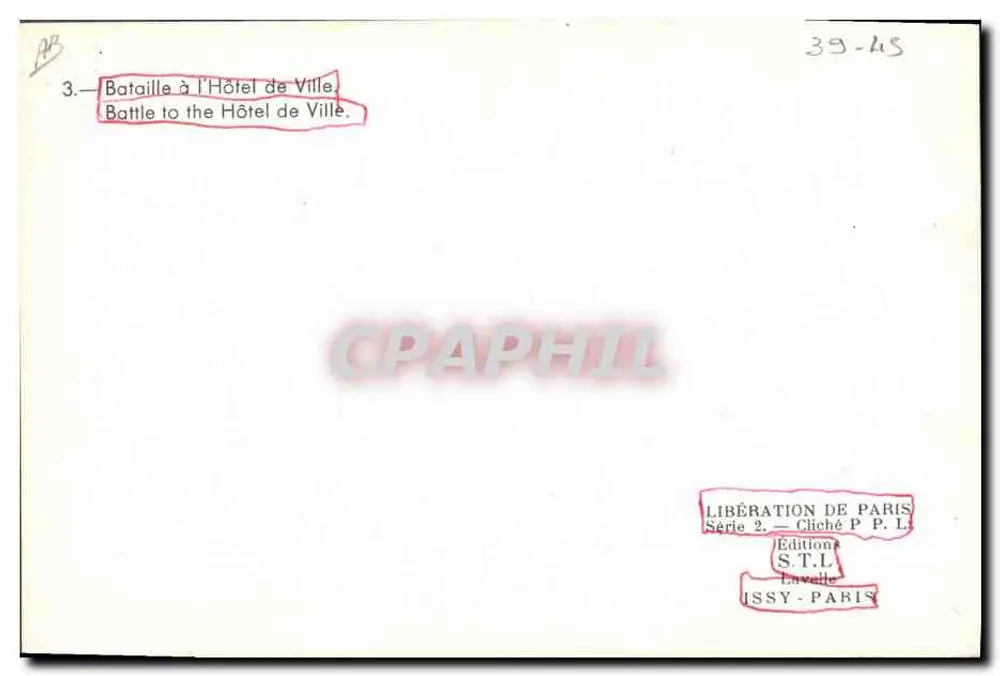 Schlacht am Rathaus — Befreiung von Paris — Editions S.T.L, Issy-Paris - Rückseite