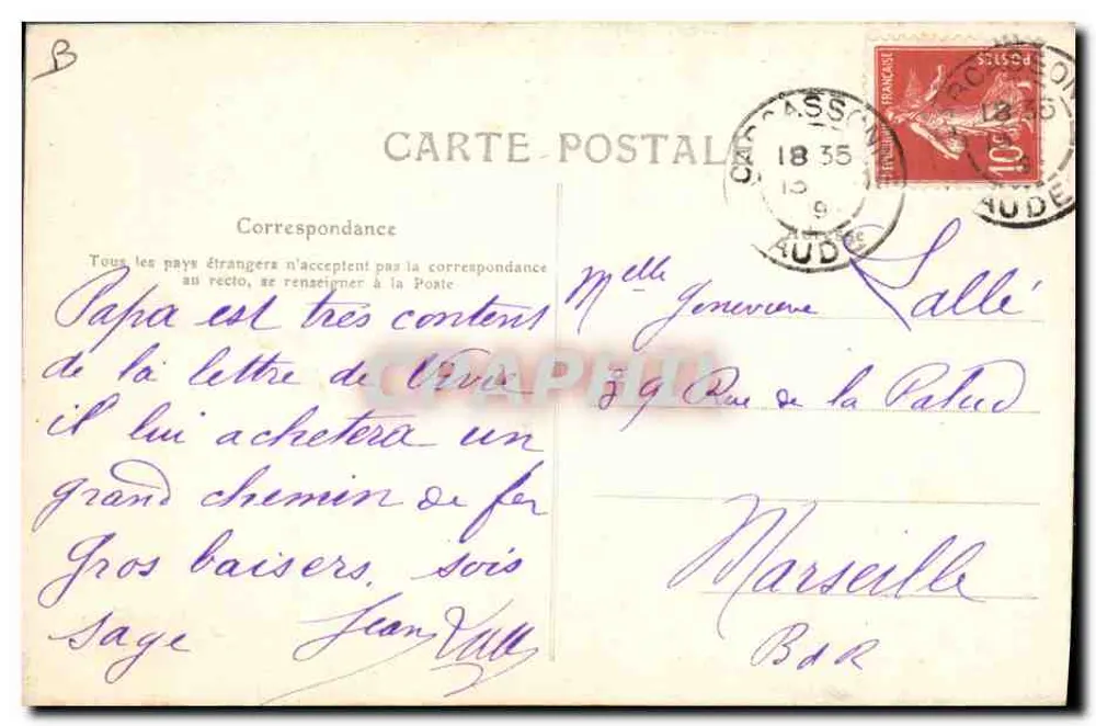 Camponesa Corrézienne — Tipo do Centro n°575 — M.T. I.L. - Verso