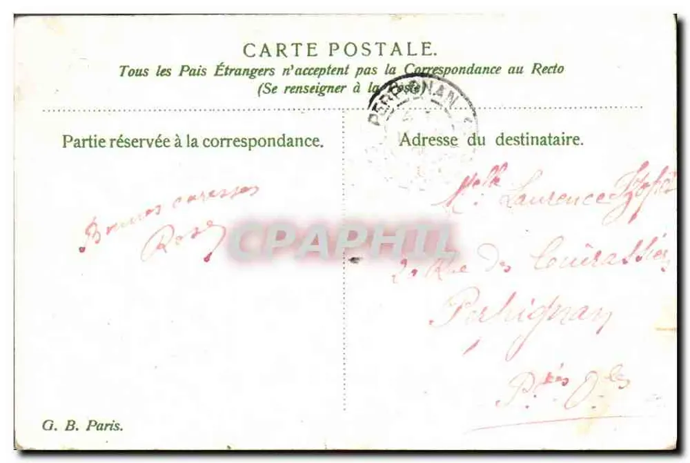 Flores de Edelweiss e de pensamentos — G.B. Paris — número de série não visível - Verso