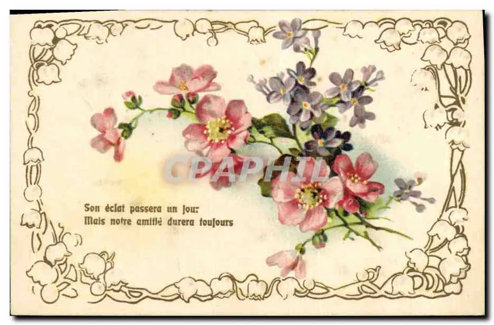 Flores — poema de amizade — União Postal Universal - Frente