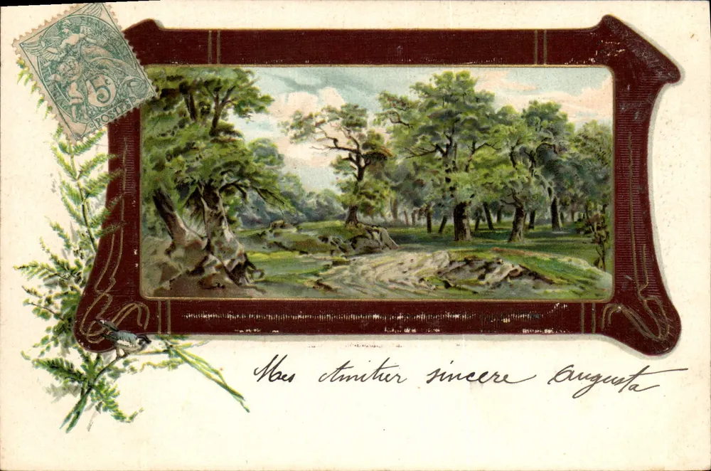 Floresta e riacho — paisagem — editor desconhecido, número de série não visível - Frente