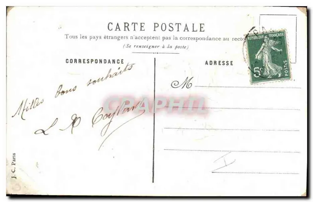 Bouquet de roses — Bonne Année — J. C. Paris - Rewers