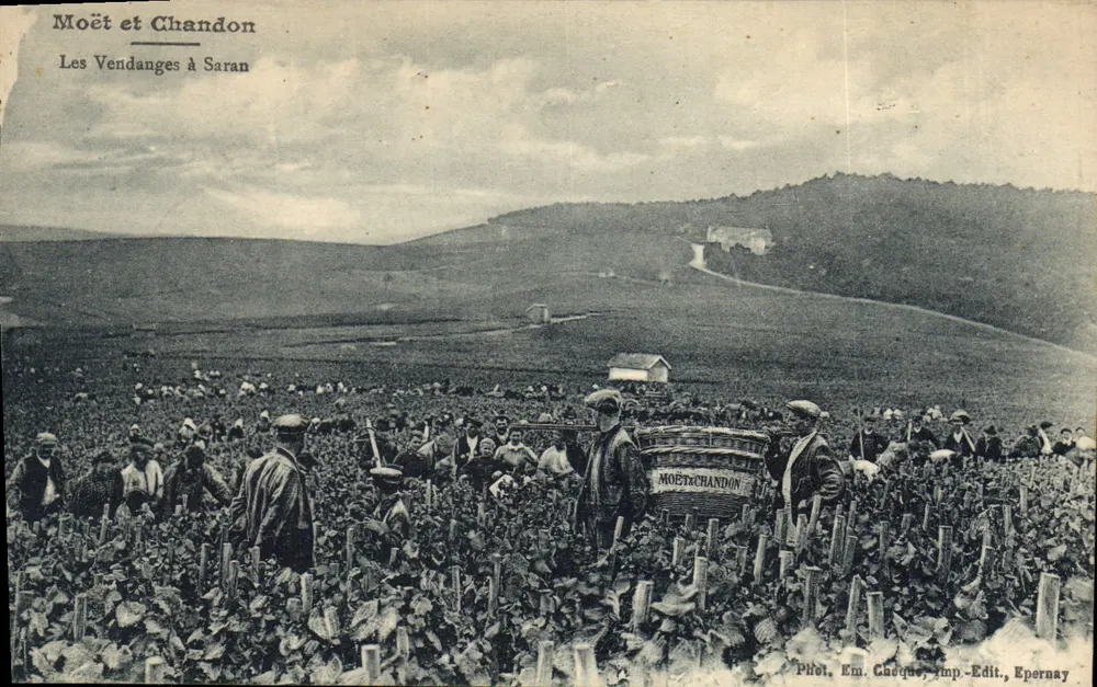 As Colheitas em Saran — Moët & Chandon — Pitel, Em. Chasque, Imp.-Edit., Epernay - Frente