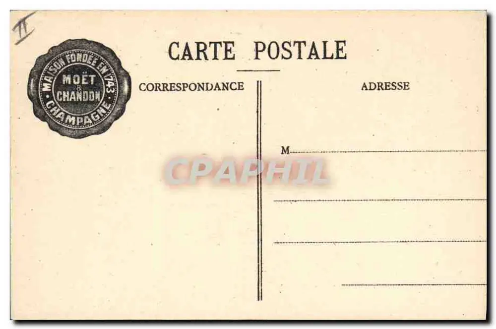Recepção das Garrafas — Moët et Chandon — Fot. Em. Cheque, Imp.-Edit. Epernay - Verso