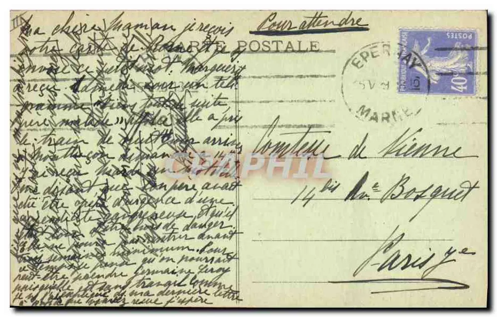 Dom Pérignon entdeckt die Schaumbläschen — Fragment eines Gemäldes von Armand Guéry — J. Braquemart, Verleger - Rückseite