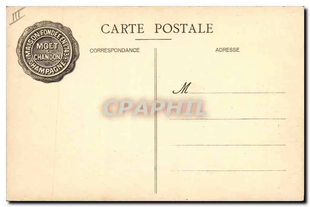 Champagner-Flaschenentleerung — Moët & Chandon — Verleger: Eperney - Rückseite