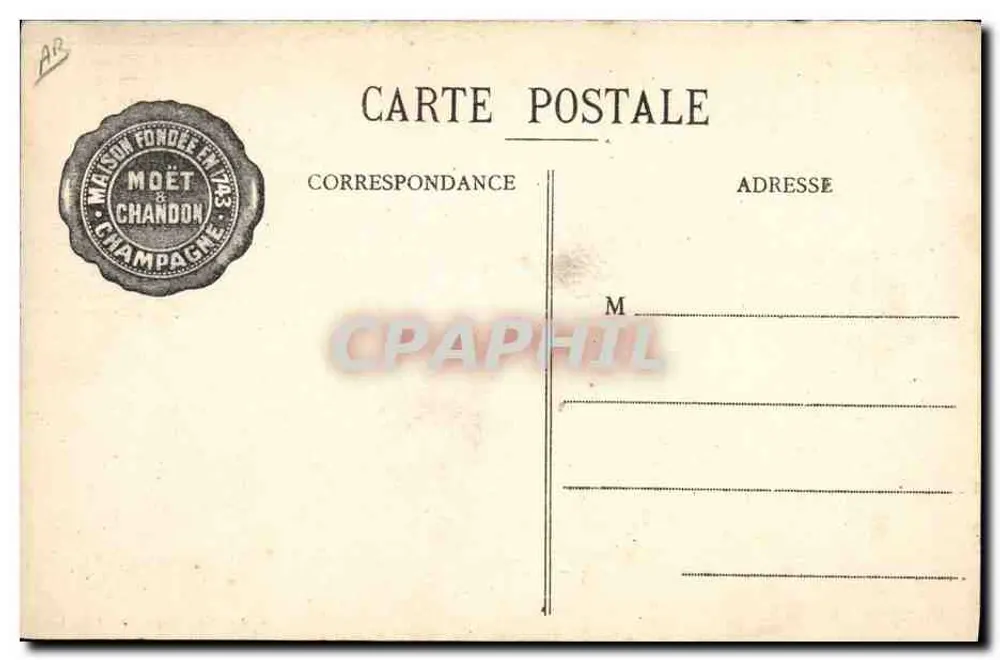 Moët & Chandon — Sendezimmer — Foto. Em. Cheque, Verlag, Epernay - Rückseite