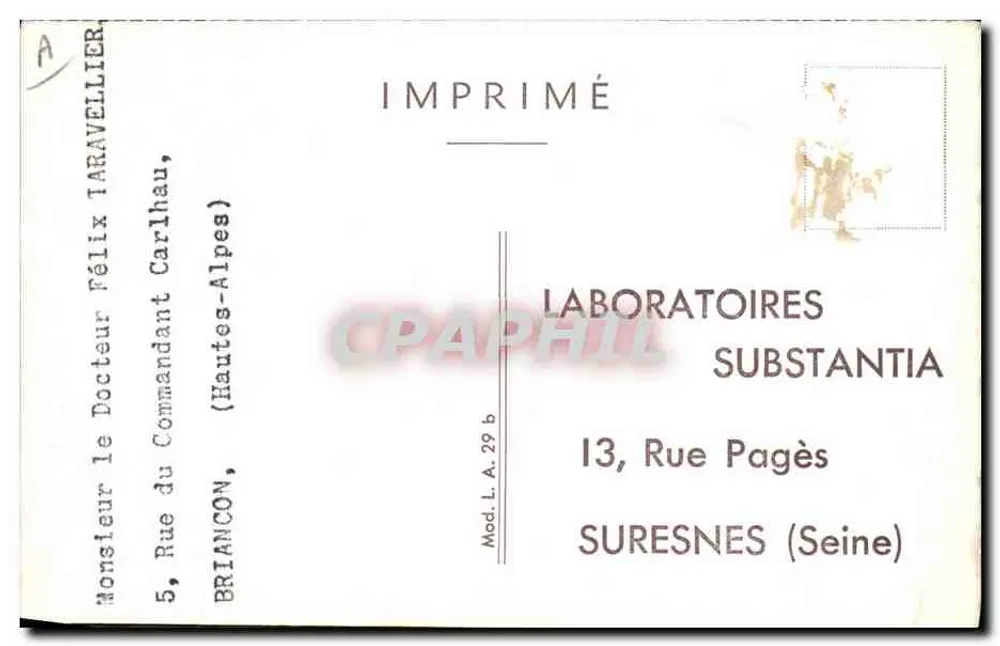 Claude Galien — gravuriertes Portrait — Gedruckt von den Laboratorien Substantia - Rückseite
