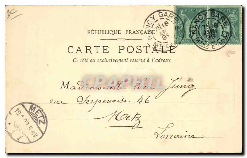 Les Bras de la Vénus — karikierende Darstellung einer Statue — Éditeur Milette, n° 17 - Rückseite