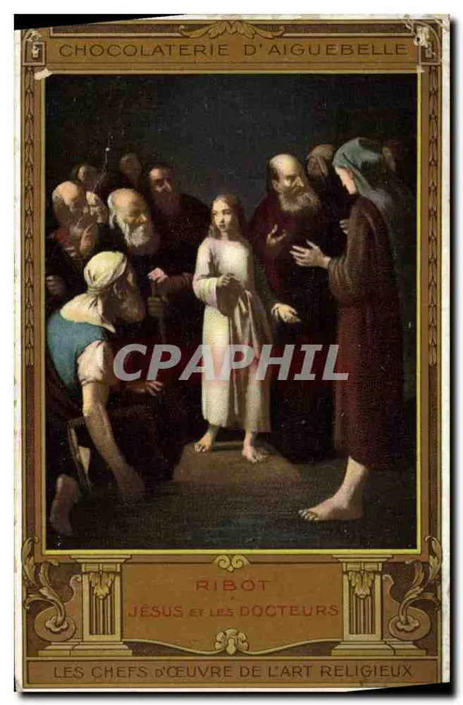 Jesus und die Doktoren — religiöse Szene — Chocolaterie d'Aiguebelle, Verlag Ribot - Vorderseite