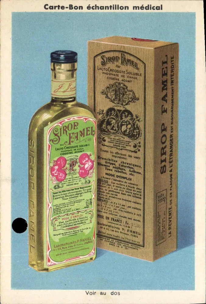 Sirop Famel — próbka medyczna — Laboratoires P. Famel - Awers