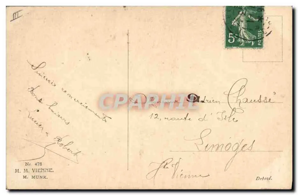 Pferdereiten — Landschaftsszene — M. M. Vienne, M. Munk, n° 478 - Rückseite