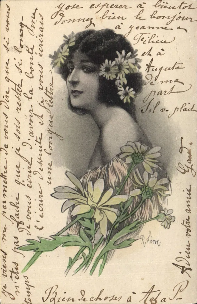 Frau mit Blumenkrone — R. Dorre — Verlag nicht sichtbar - Vorderseite