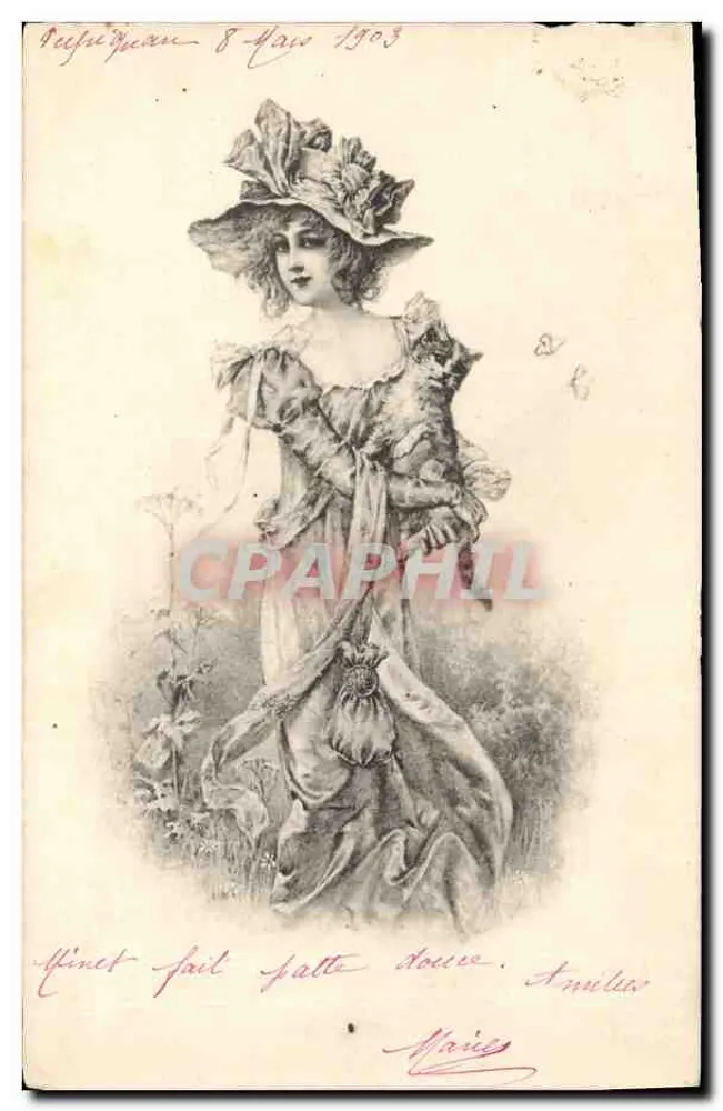 Frau in eleganter Robe — Garten-Szene — Verlag Papierman, n° 846 - Vorderseite