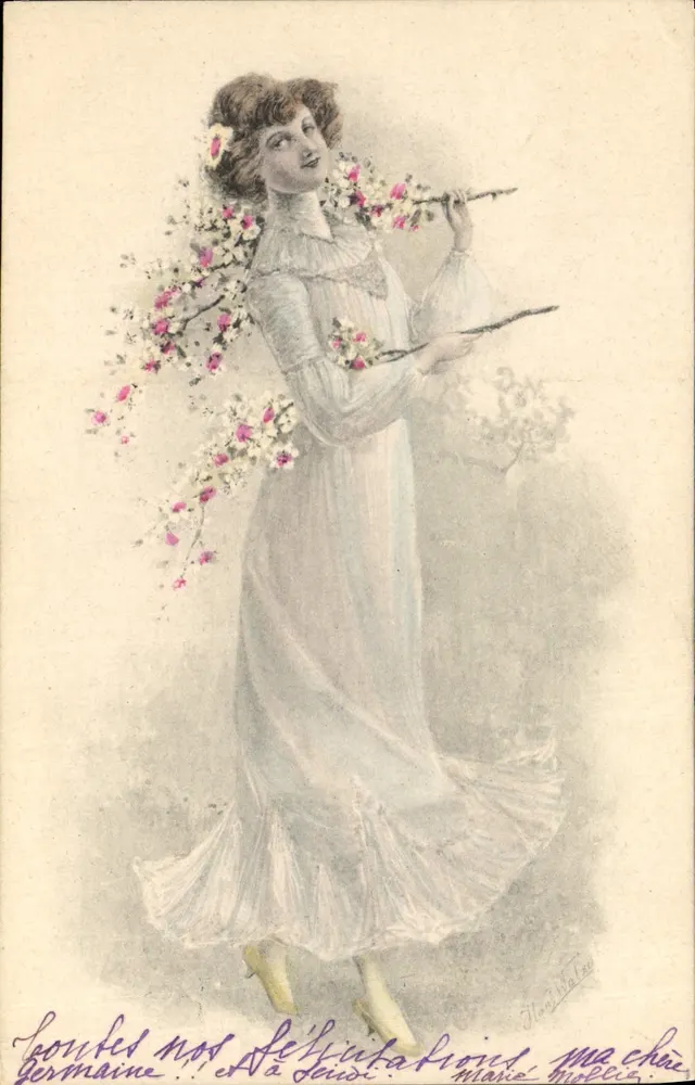 Frauen und Blumen — Blumenpoesien — A.S. W. Serie - Vorderseite