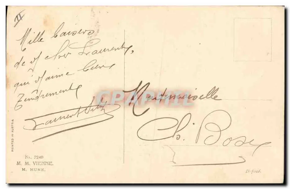 Frau mit Katze — Frohe Feier! — M. M. Vienne, n° 2240 - Rückseite