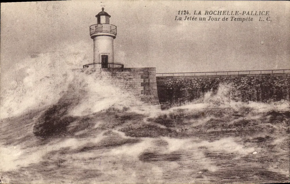 La Rochelle-Pallice — Die Mole an einem stürmischen Tag — L.C. n°1124 - Vorderseite