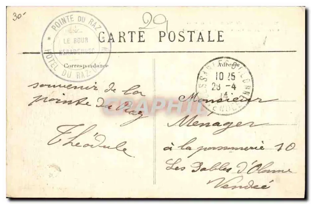 Der Raz de Sein — Leuchtturm der Alten — Gorlebella, Sammlung Villard, Quimper - Rückseite