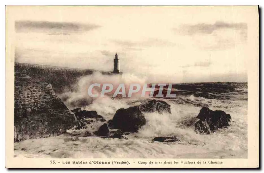 Die Sables d'Olonne (Vendée) — Sturm auf den Chaume-Felsen — n°75 - Vorderseite