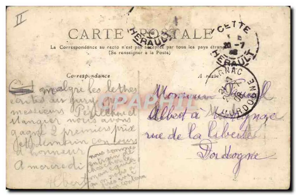 Saída dos barcos — Cétte, le — D. B. 601 - Verso
