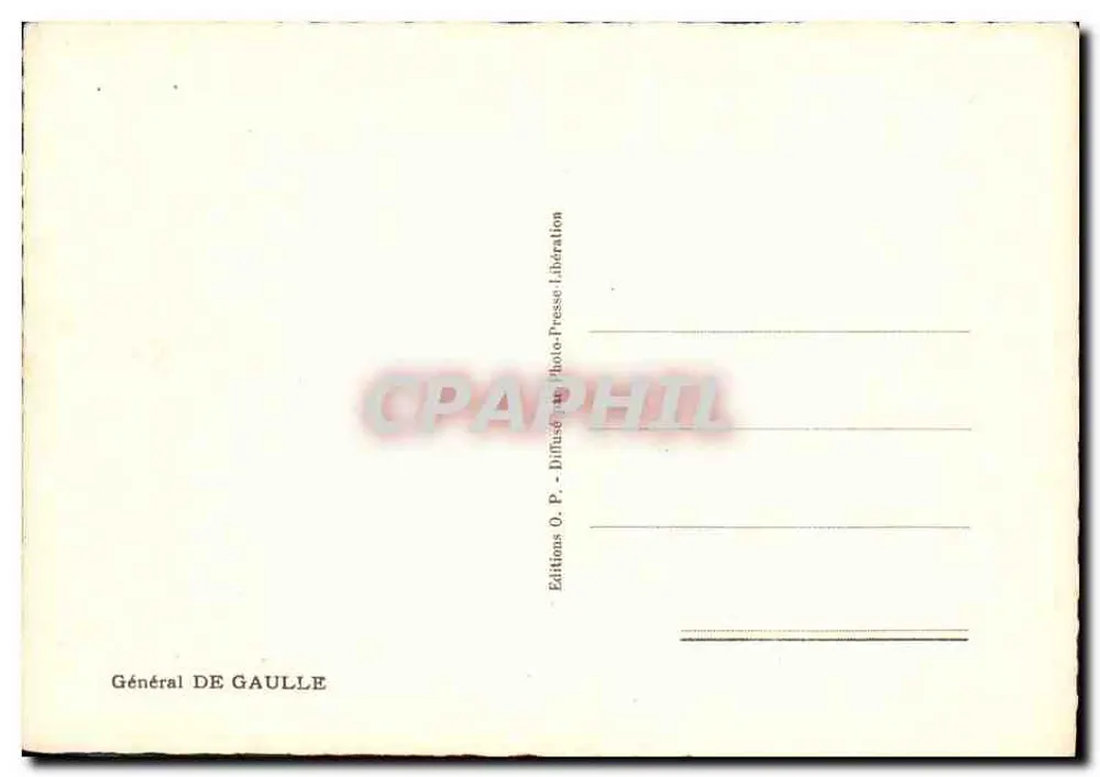 Geral de Gaulle — retrato militar — Edições O.P. Distribuído por Photo-Presso-Liberação - Verso