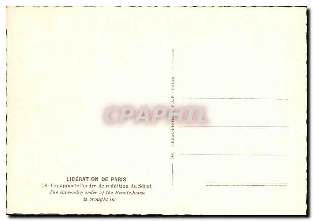 Eroberung von Paris — Befehl zur Kapitulation des Senats gebracht — Antike Ansichtskarte - Paris (44) - Rückseite