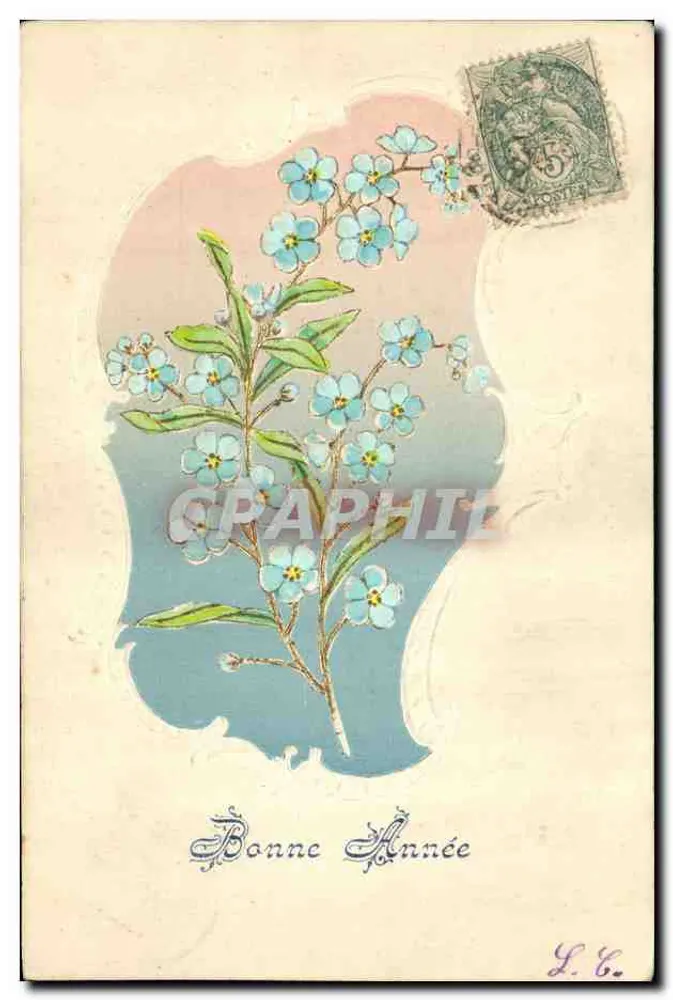 Flores de myosotis — Boa Ano — editor não identificado - Frente